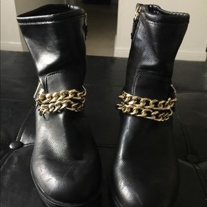 Gold chain boots